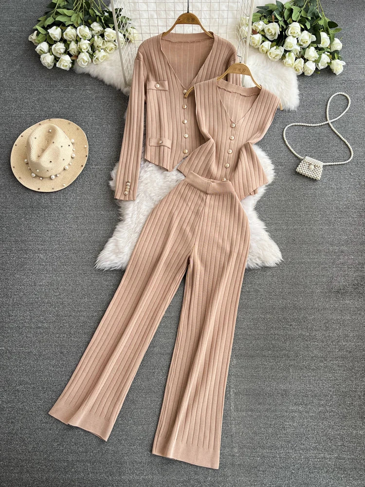 Loretta- Knit Pants 3pc Set Outfit